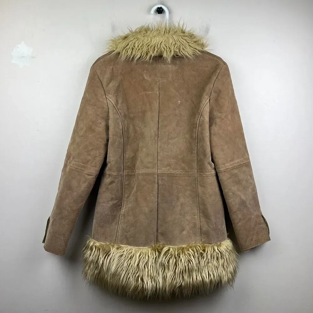 BKE Diva Vintage Y2K Leather Penny Lane Coat Jacket Hippie Boho Size L